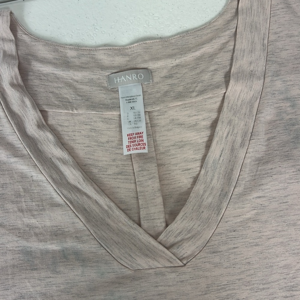 Hanro‎ Sz XL Nightgown Loungewear Pale Pink Heather Sleeveless V Neck - Picture 4 of 8